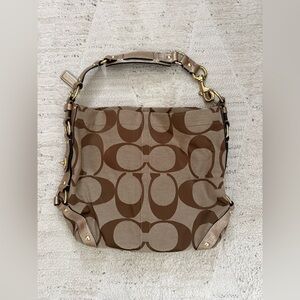 Vintage Coach Beige and Brown Monogram Bag